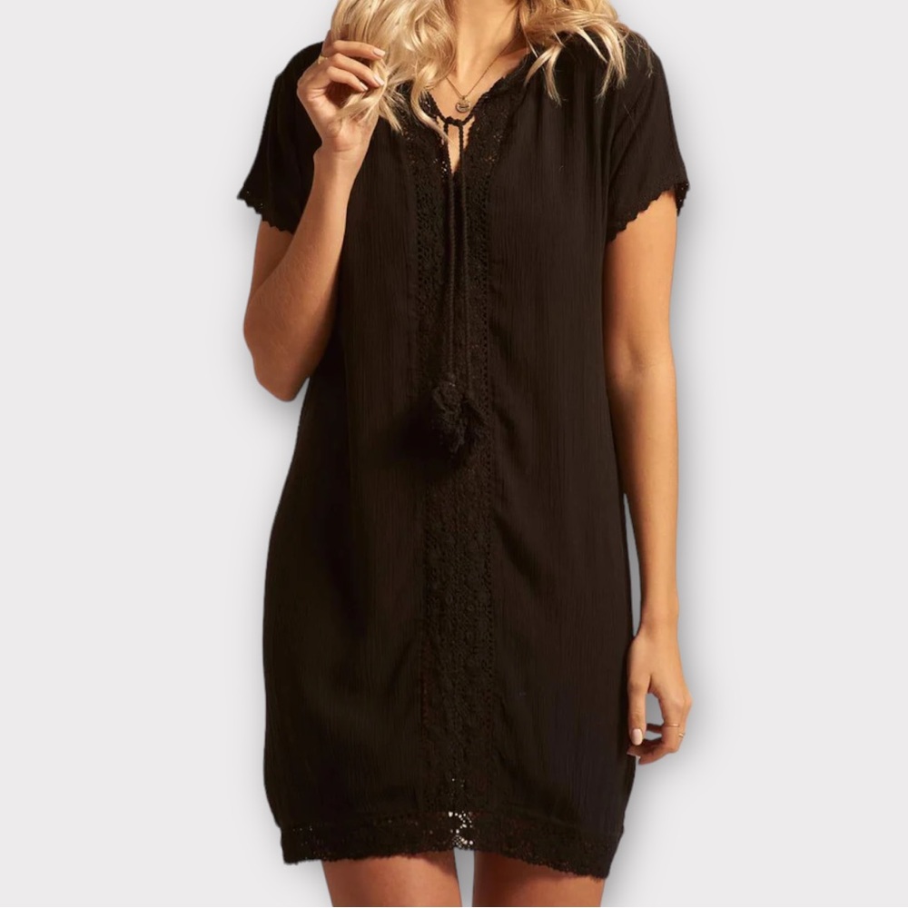 Koy Resort Womens Miami Dress Small Crochet Trim Tassel Beach Coverup Resort NWT